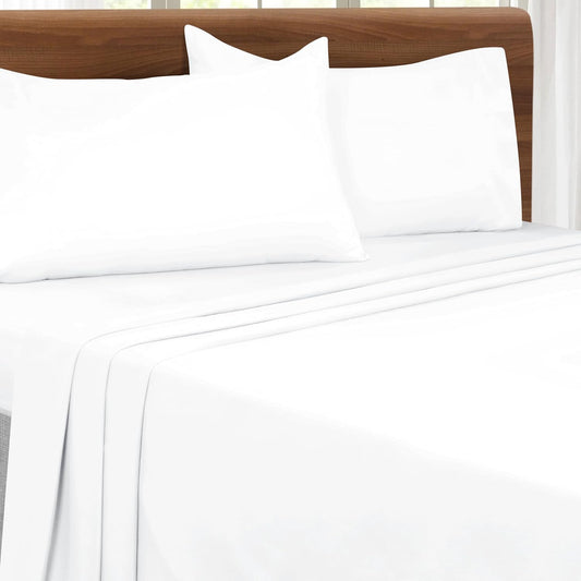 Skiennix Queen Sheet Set - Ultra Soft Double Brushed Microfiber Bedding | 4-Piece Deep Pocket, Wrinkle-Free, Easy Care - White