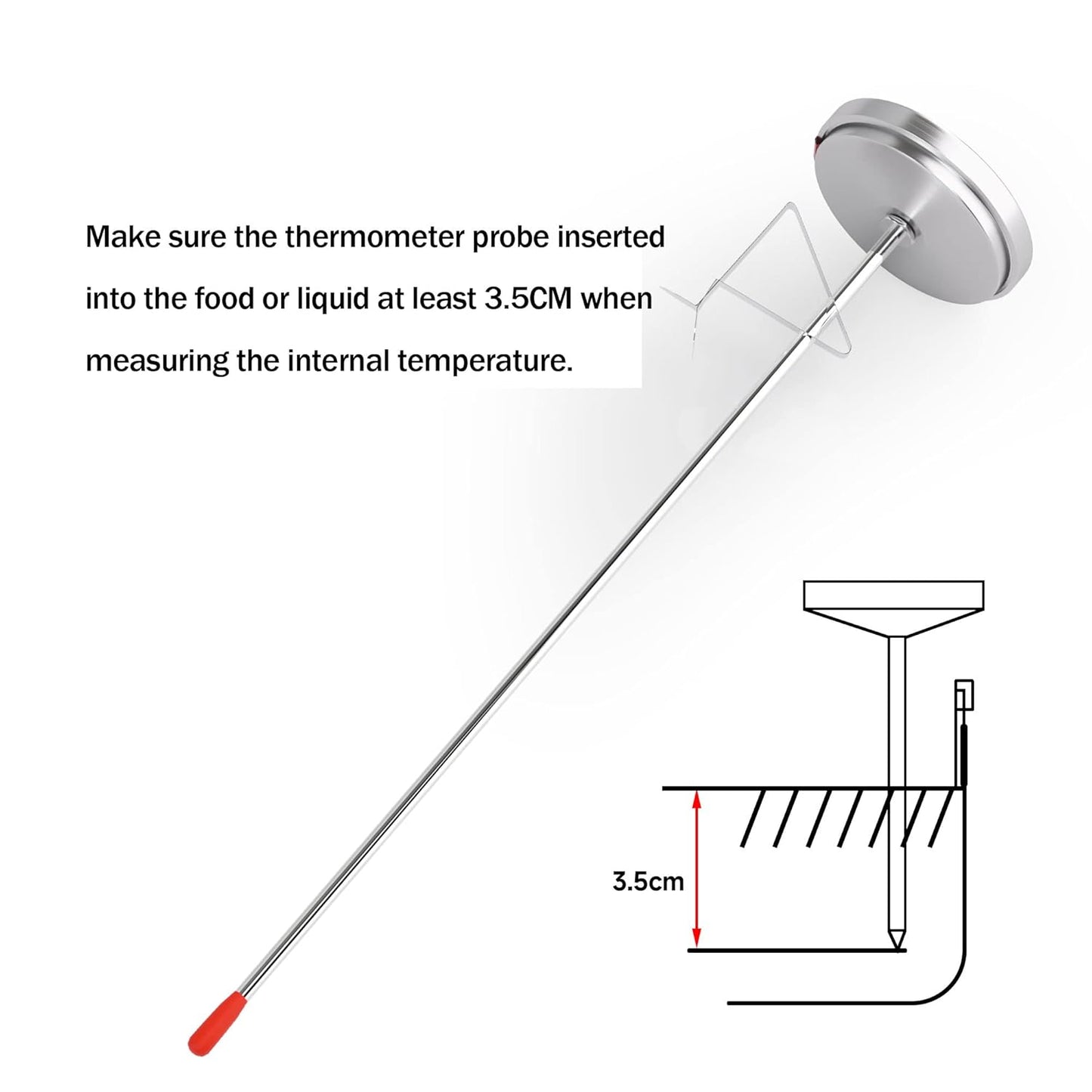 Skiennix Candy Thermometer - 2 Inch Large Dial & 9 Inch Stainless Steel Probe | Perfect for Frying, Desserts, and BBQ