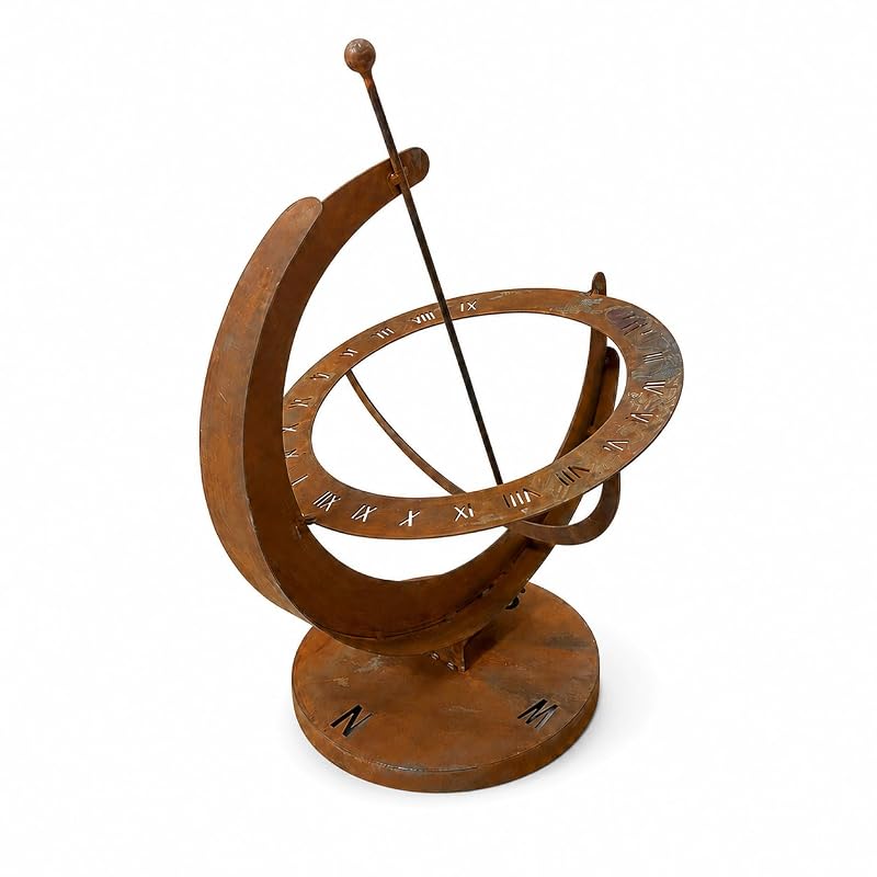 Rustic Metal Sundial Garden Armillary Clock with Roman Dial