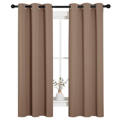 NICETOWN Blackout Window Curtains and Drapes for Kitchen, Window Treatment Thermal Insulated Solid Grommet Blackout Drapery Panels (Set of 2 Panels, 34 by 63 Inch, Cappuccino)