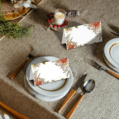 Christmas01 25 Pcs Holiday Place Cards for Table Setting - Boho Seat Labels