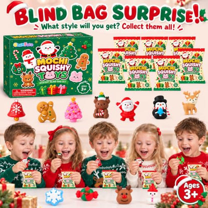Christmas Squishy Toys 32 Pack Kids Holiday Party Favors & Stocking Stuffers