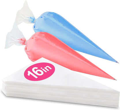 Skiennix 16-Inch Disposable Piping Bags - 50 Large Icing & Cake Decorating Bags for Perfect Frosting