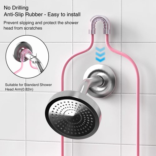 DAOYA Pink 3-Tier Shower Caddy - Overhead Organizer with Soap Holder & 6 Hooks for Bathroom Storage