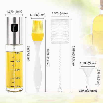 Olive Oil Sprayer Mister - 100ml Glass Cooking Spray Bottle for Oil, Vinegar, Salad & Barbecue