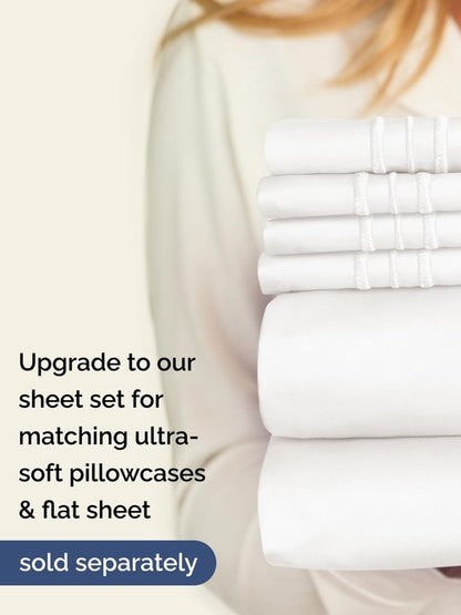 Extra Deep Cal King Fitted Sheet - Hotel Luxury Single Fitted Sheet Only - Easily Fits 18 inch to 24 inch Mattress - Ultra Soft, Wrinkle Free w/Extra Deep Pockets - Breathable & Comfy - Antique White