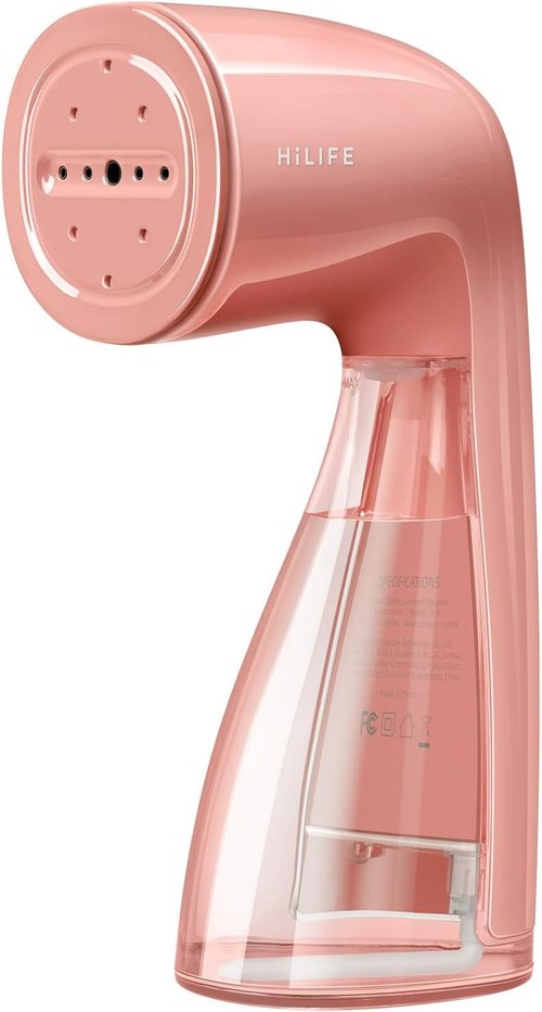 HiLIFE Clothes Steamer - 1100W Fast Wrinkle Removal, 300ml Tank, Compact & Portable - Pink