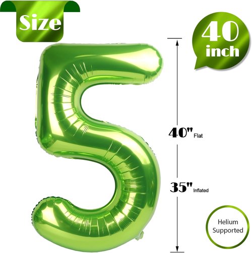 Light Green Number 5 Balloon - 40 Inch 5th Birthday Decorations | Party Supplies & Decor