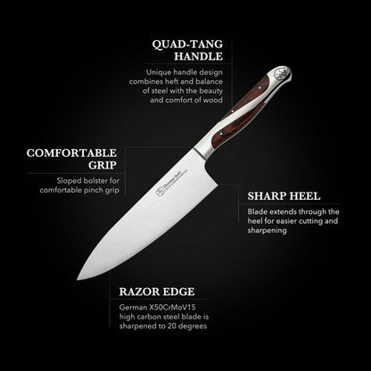 Hammer Stahl 10-Inch High Carbon Chef Knife | Versatile Cooking Knife for Chopping, Slicing & Precision Cutting | German Forged Sharp Kitchen Knife | Ergonomic Quad-Tang Pakkawood Handle & Gift Box