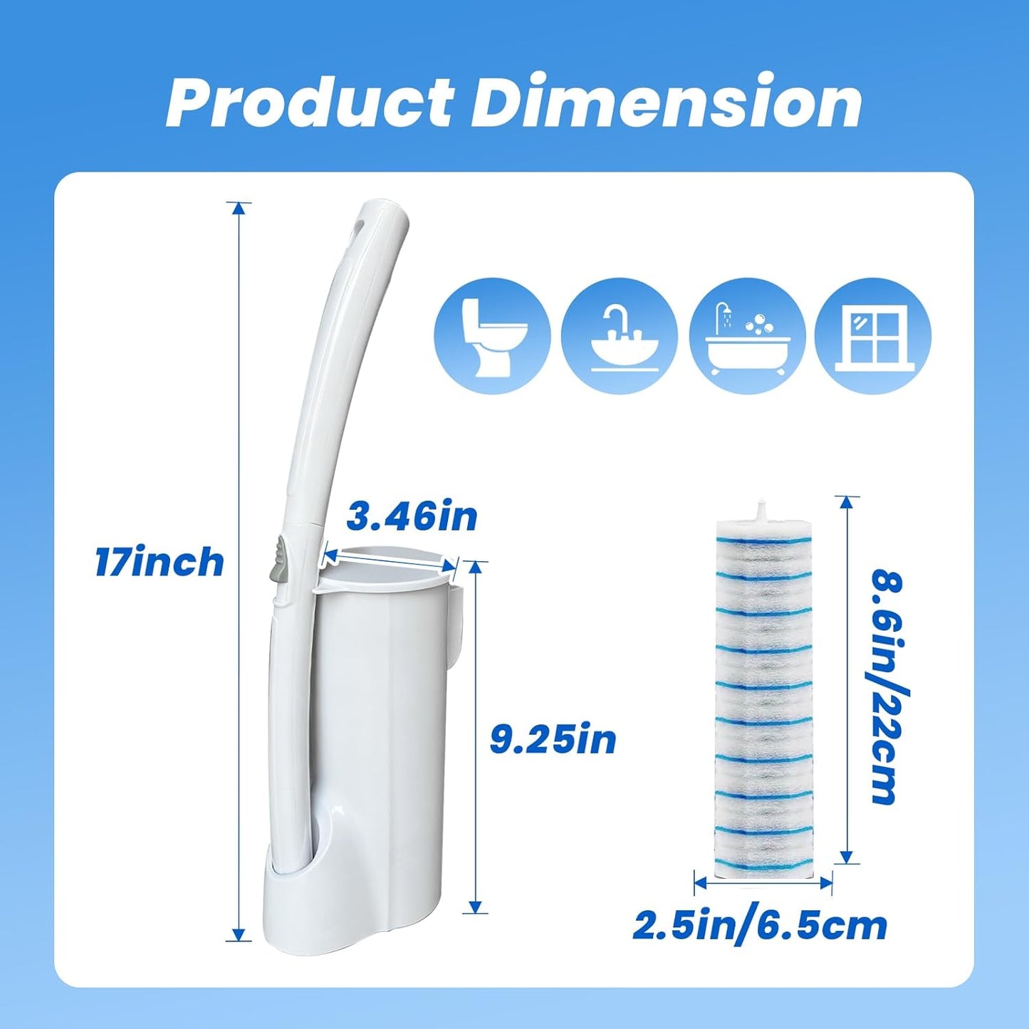 Skiennix Toilet Cleaning System - 40 Disposable Brush Refills & Wall-Mounted Holder Set