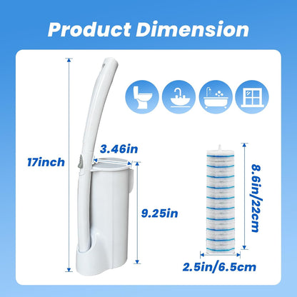 Skiennix Toilet Cleaning System - 40 Disposable Brush Refills & Wall-Mounted Holder Set