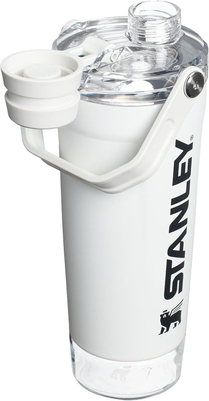 STANLEY Vitalize Shaker Bottle 20 oz - Leakproof Insulated Stainless Steel Cup | Fast Flow Lid & Base Storage | BPA-Free | Chalk