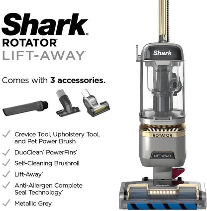 Shark Upright Vacuum Cleaner - Rotator Lift-Away with No Hair Wrap & HEPA Filter | Lightweight, Bagless, Silver