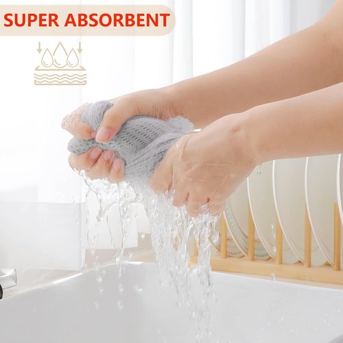 Homaxy 100% Cotton Kitchen Dish Towels - Ultra Soft & Absorbent Quick Drying | 13 x 28 Inches, 12-Pack, Light Gray
