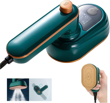 Skiennix Portable Steam Iron - 2023 Mini Travel Iron for Clothes | Foldable Handheld Design (Green)