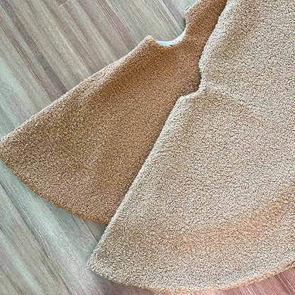 60-Inch Bouclé Faux Fur Christmas Tree Skirt with Foam Lining and Concealed Slide Clasp - Brown