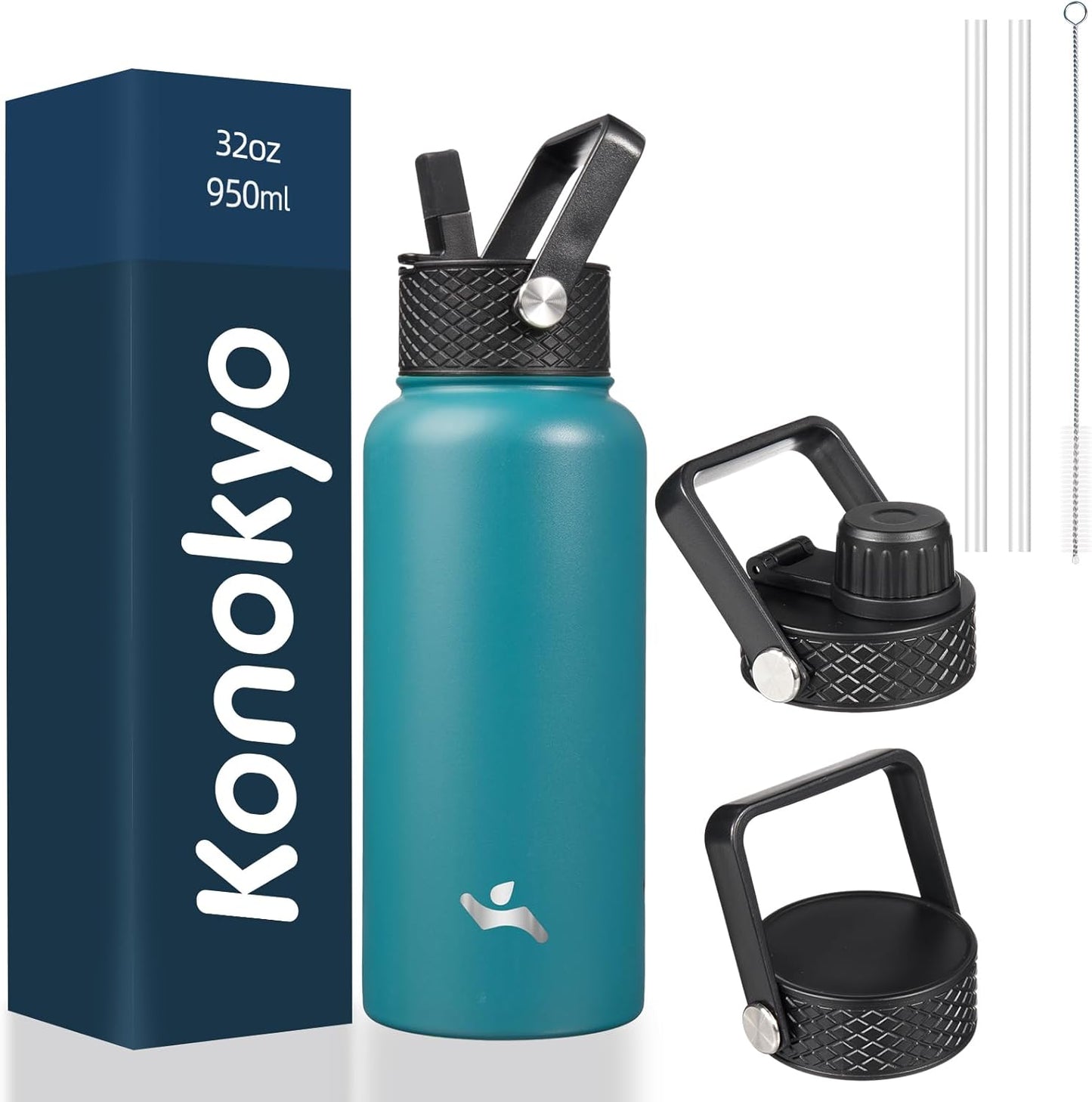 Skiennix 32 Oz Insulated Stainless Steel Water Bottle - Lightweight & Durable | Light Blue