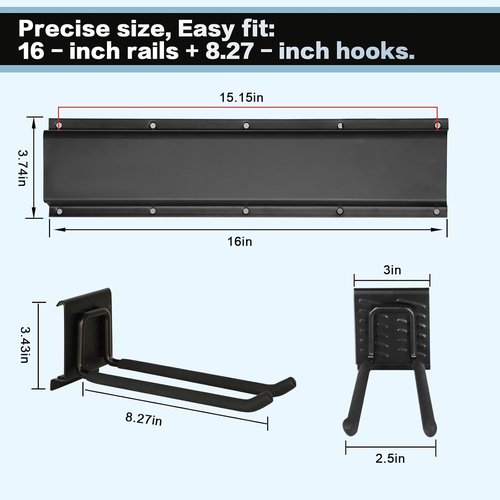Garage Tool Organizer by [Brand Name] - Wall Mount with 6 Heavy-Duty Hooks | 360lbs Capacity for Broom, Rake & Snow Equipment