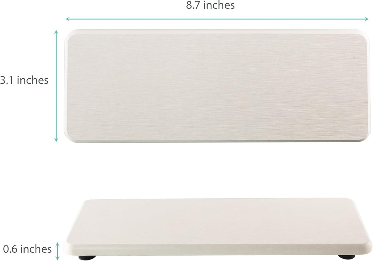 NiuYichee Water Absorbing Stone Trays - Modern Diatomite Soap Dish for Kitchen & Bathroom | 3.15" W x 8.7" L, White