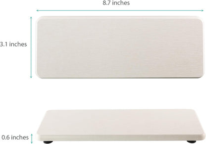 NiuYichee Water Absorbing Stone Trays - Modern Diatomite Soap Dish for Kitchen & Bathroom | 3.15" W x 8.7" L, White