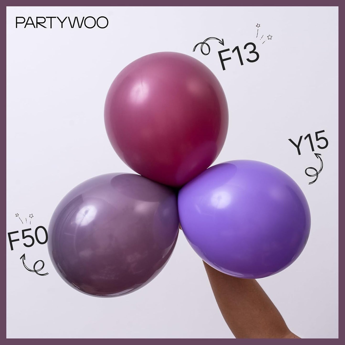 PartyWoo Dusty Purple Balloons - 50 Pcs 12 Inch Matte Mauve & Dark Purple Latex for Weddings & Celebrations