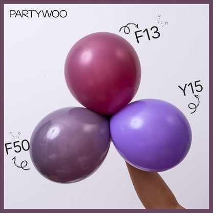 PartyWoo Dusty Purple Balloons - 50 Pcs 12 Inch Matte Mauve & Dark Purple Latex for Weddings & Celebrations