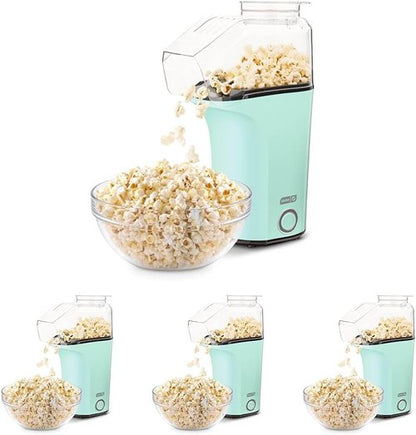 Dash Fresh Pop Popcorn Maker - Oil-Free Air Popper with Measuring Cup & Recipe Guide - Aqua, 16 Cups (Pack of 4)