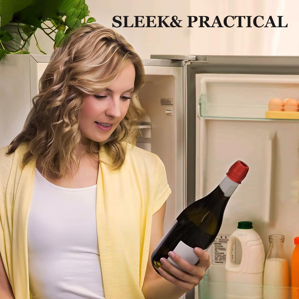Silicone Wine Stopper for Wine Bottles, 2026 Upgrade Reusable Wine Stoppers for Wine Bottles, Seal Bottle Cover for Beer Champagne, Glass Bottle Sealer Covers Wine Stoppers for Home Use (4)
