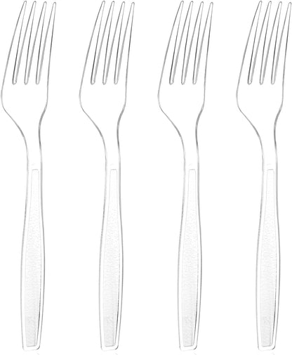 Skiennix 180 Count Heavy Duty Clear Plastic Forks - Durable, BPA-Free & Heat Resistant Utensils for Events