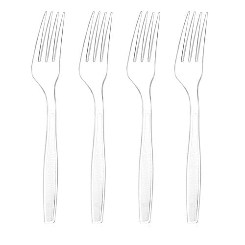 Bosizhang 180 Count Extra Heavy Duty Clear Plastic Forks, 7.1" Solid and Durable Disposable Plastic Forks Bulk, BPA-Free & Heat Resistant, Plastic Utensils for Parties, Events and Daily Use