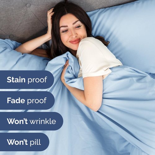 Flex Top Split Head King 4 Piece Sheet Set - Comfy Breathable & Cooling Bed Sheets Set - Hotel Luxury Bedding for Women, Men, Kids, Teens, Boys & Girls - Deep Pockets, Soft and Oeko-Tex - Light Blue