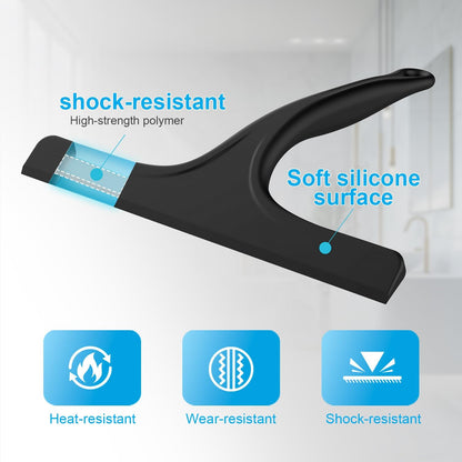 Silicone Shower Squeegee - Effortlessly Remove Water Spots from Glass & Tiles | 10 Inch, Black