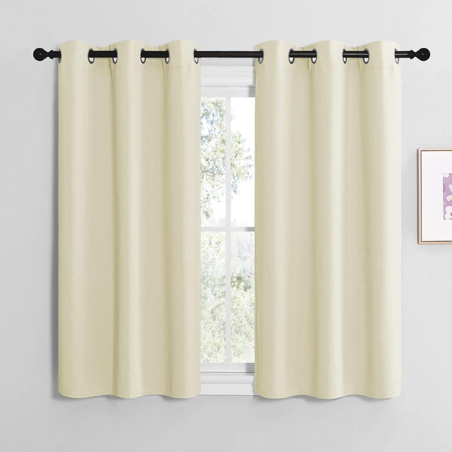 NICETOWN Kitchen Curtains - Thermal Insulated Grommet Draperies for Room Darkening | Beige, 2 Panels (W42 x L50 inches)