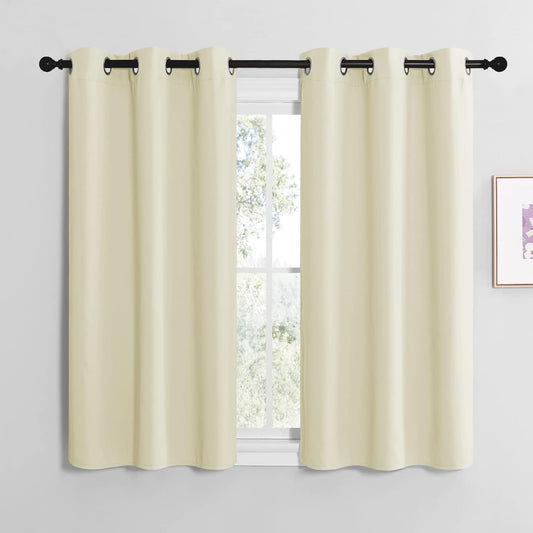 NICETOWN Kitchen Curtains - Thermal Insulated Grommet Draperies for Room Darkening | Beige, 2 Panels (W42 x L50 inches)