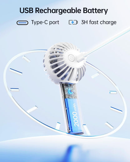 Sweetfull Mini Portable Fan - Rechargeable Handheld Fan with 3 Speeds | Cute White Design for Travel & Makeup