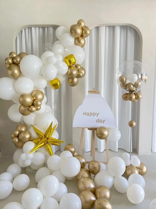 FOTIOMRG 120pcs White Latex Balloons - 5 Inch Helium Quality for Birthday & Wedding Decor