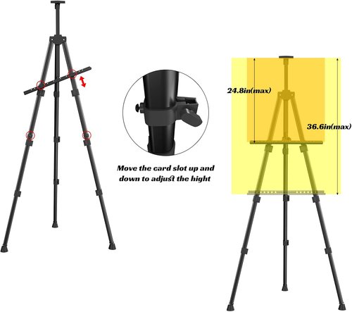 Aredy 66" Art Easel - Portable Metal Easel Stand for Canvas Painting | 2 Pack