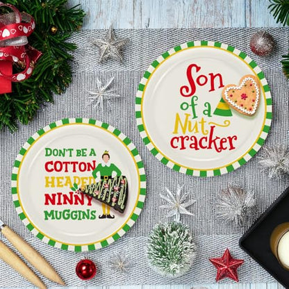 Christmas Paper Plates 60 Pack - 9 Inch Festive Holiday Dinnerware with Elf Design