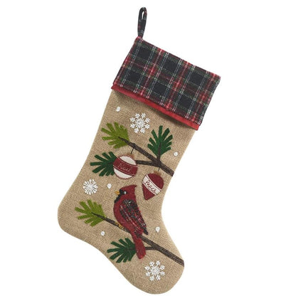 Comfy Hour Joyful Holiday Collection Stocking - Christmas Cardinal with Pine Tree