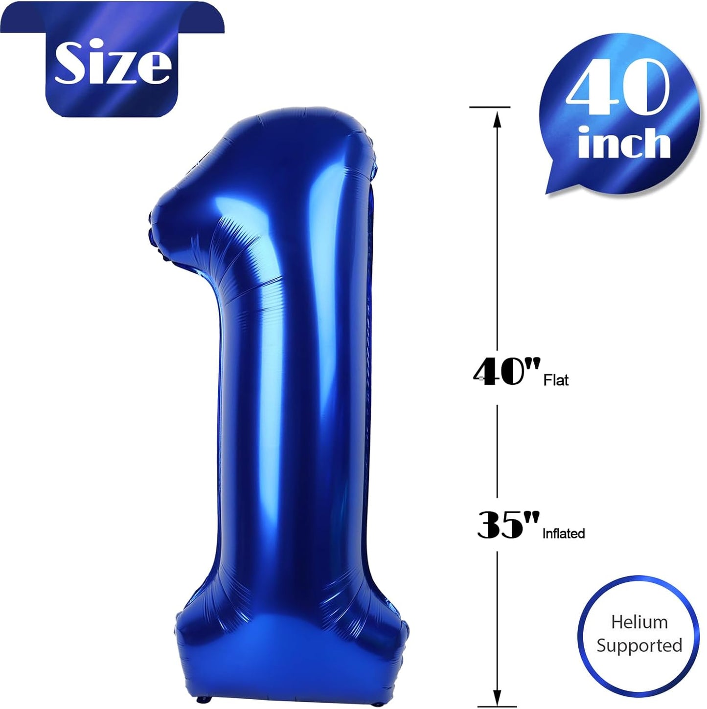 Skiennix 40-Inch Night Blue Number 1 Balloon - Perfect First Birthday Decoration for Girls