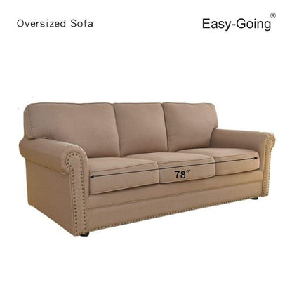 Easy-Going Reversible Oversized Couch Cover for 3 Cushion Couch Sofa Cover for Dogs Water Resistant Furniture Protector Cover with Foam Sticks for Pet (Oversized Sofa, Black/Beige)