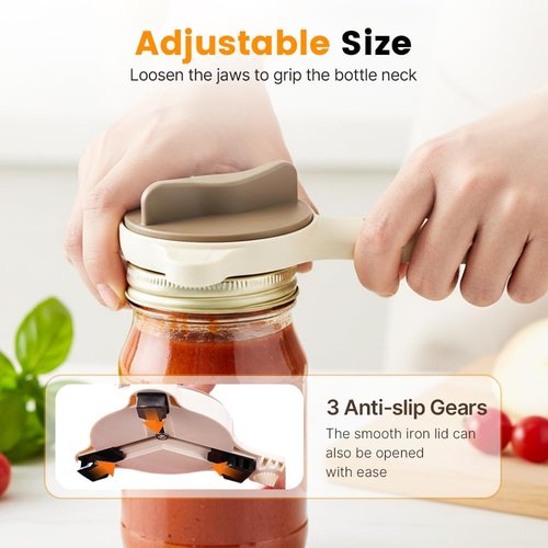2026 Upgrade Jar Opener by [Brand Name] - 4-in-1 Multi-Function Tool for Seniors | Adjustable Stainless Steel Lid Remover (Beige)