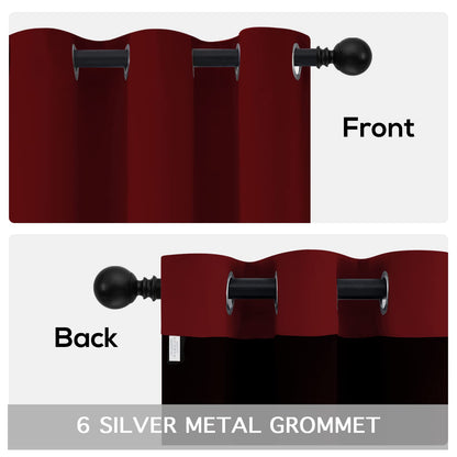 Yakamok 100% Blackout Curtains for Bedroom 2 Panels - Completely Blackout Window Drapes Thermal Insulate Window Panels with Black Backing for Living Room, Grommet Top (38 by 84 inches, Burgundy Red)