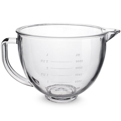 FIRJOY Glass Mixing Bowl 5 QT for KitchenAid 4.5 and 5 Quart Tilt-Head Stand Mixers