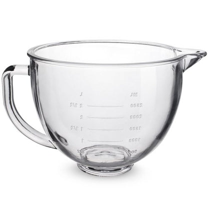 FIRJOY Glass Mixing Bowl 5 QT for KitchenAid 4.5 and 5 Quart Tilt-Head Stand Mixers
