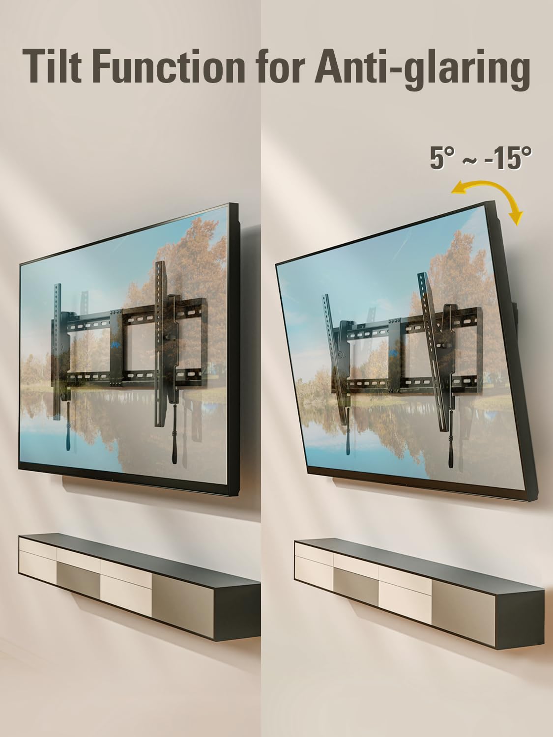 Mounting Dream TV Wall Mount for 42-86" TVs, Tilting TVs Mount with Level Adjustment Fits 16", 18", 24" Studs Easy for Centering, Wall Mount TV Bracket Max VESA 800x400mm, 120 LBS Loading, MD2263-XLK