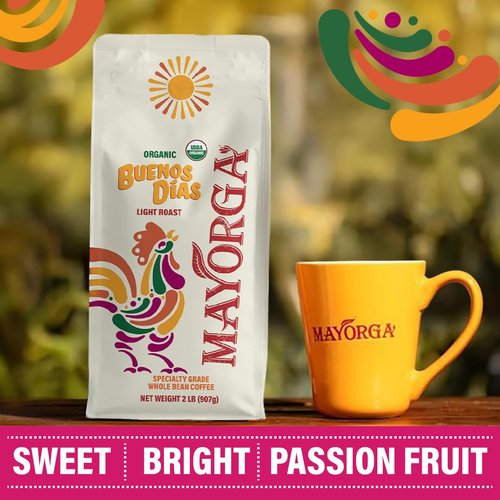 Mayorga Organic Coffee - 2lb Buenos Dias Light Roast Whole Bean | Specialty Grade 100% Arabica, Citrusy Flavor