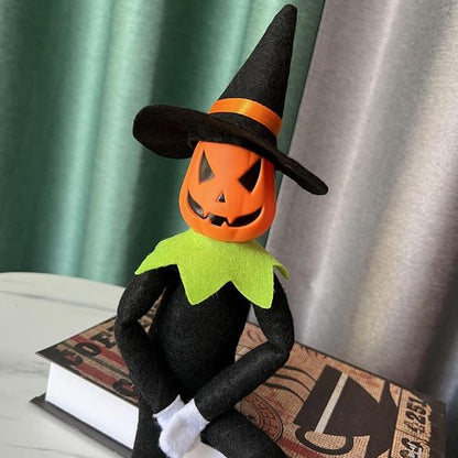 Danoni 14-Inch Handmade Halloween Pumpkin Elf Doll | Festive Tabletop Decoration (Green)