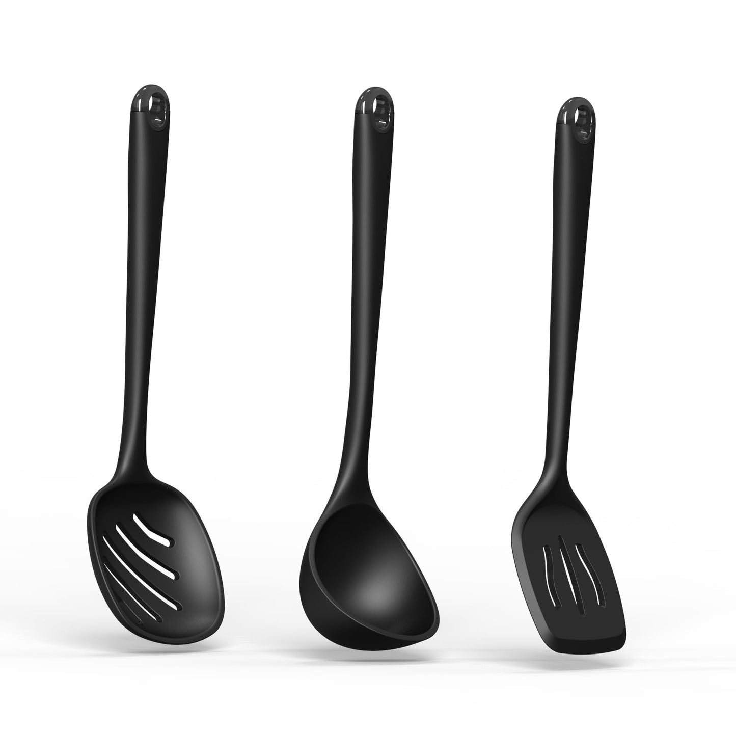 Silicone Kitchen Utensils Set, 600°F Heat Resistant Silicone Cooking Utensils, Spatula, Spoon, Whisk, Tongs, Kitchen Gadgets Tools Sets for Nonstick Cookware, Dishwasher Safe BPA Free (Black)