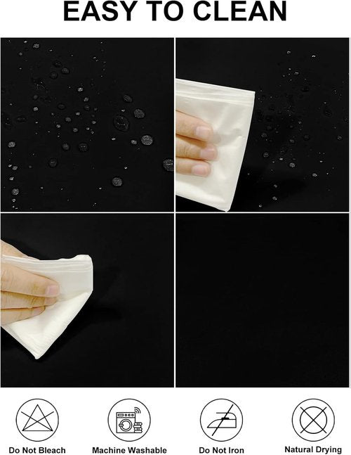 Fokitut Waterproof Round Tablecloth - Stain Resistant Polyester Fabric Cover | 60 Inch Black for Dining & Events